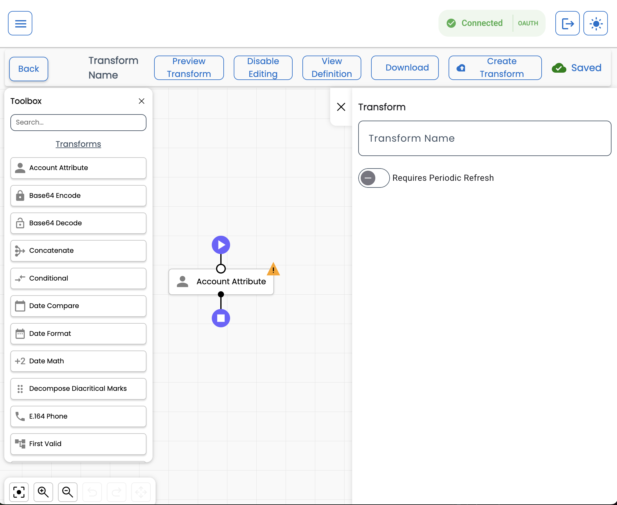 Transforms Component Editor